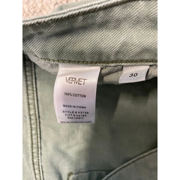 Vervet Super High Rise 90s Vintage Crop Flare Distressed Raw Hem Green 30 - Picture 7 of 7